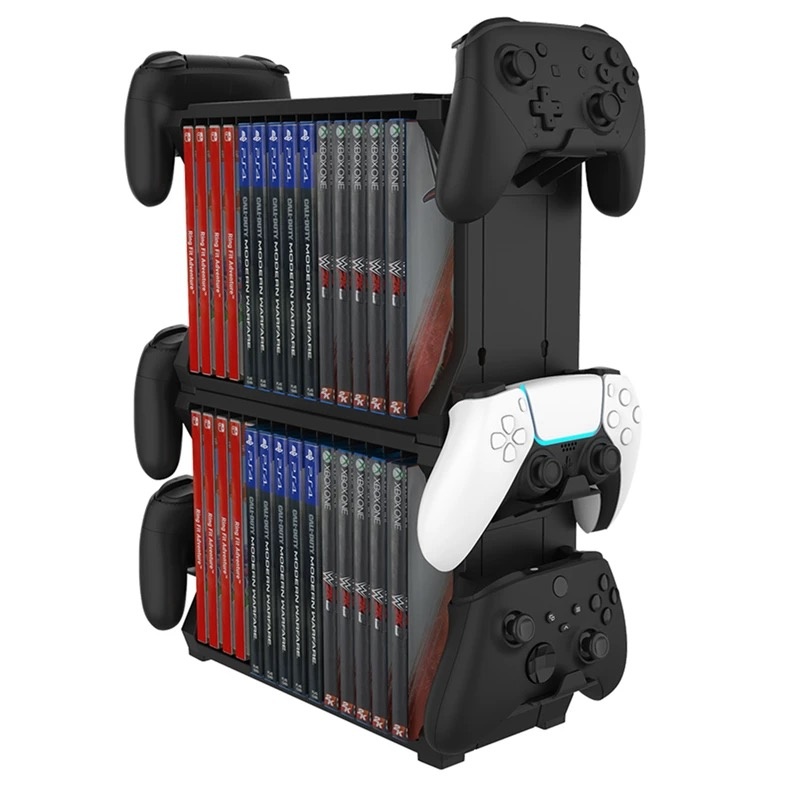 Gaming Accessories Rack - コントローラーホルダー付きゲーム収納ラック、ゲームアクセサリー用多機能ゲームディスク収納ブラケット
