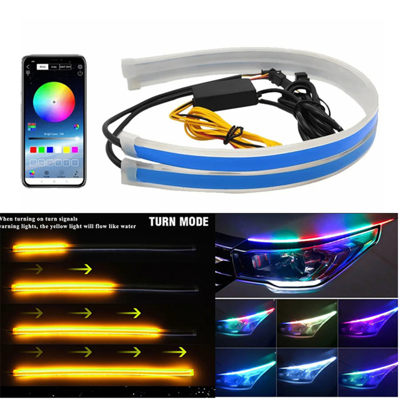 Rgb Hub Sync - 1ペア 12V RGB 車用LEDストリップ 流れるウインカーランプ アプリ制御
