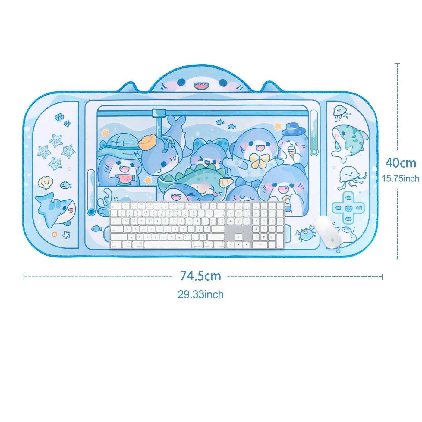 特大漫画ラバーゲーミングマウスパッドかわいいスカイブルーシャ - Gaming Accessories For Your Desk のレビューと価格