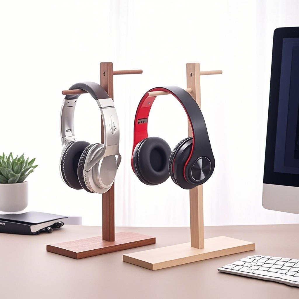 木製ヘッドフォンスタンドイヤホンディスプレイラックハンガーブ - Gaming Accessories Rack のレビューと価格