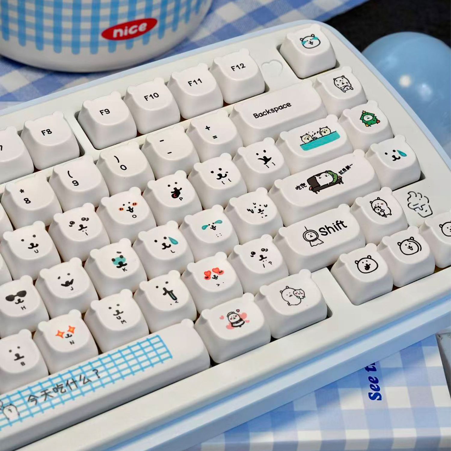 かわいい漫画風ジョークベアPBTキーキャップEAO高さ耐摩耗 - Gaming Accessories In Japan のレビューと価格