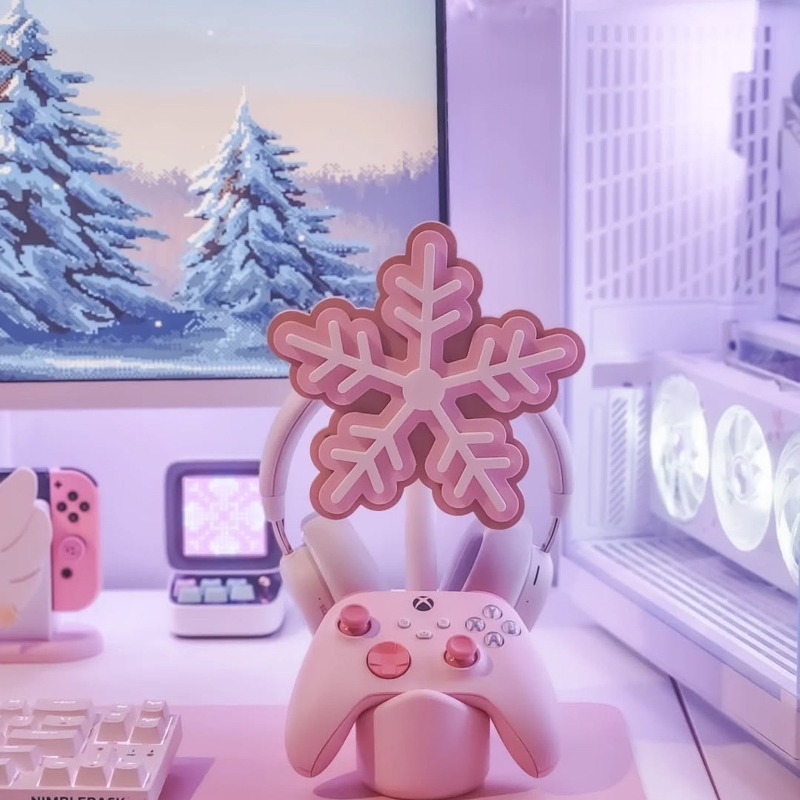 スノーフレークヘッドフォンスタンド 3D プリントかわいいイ - Gaming Accessories Rack のレビューと価格