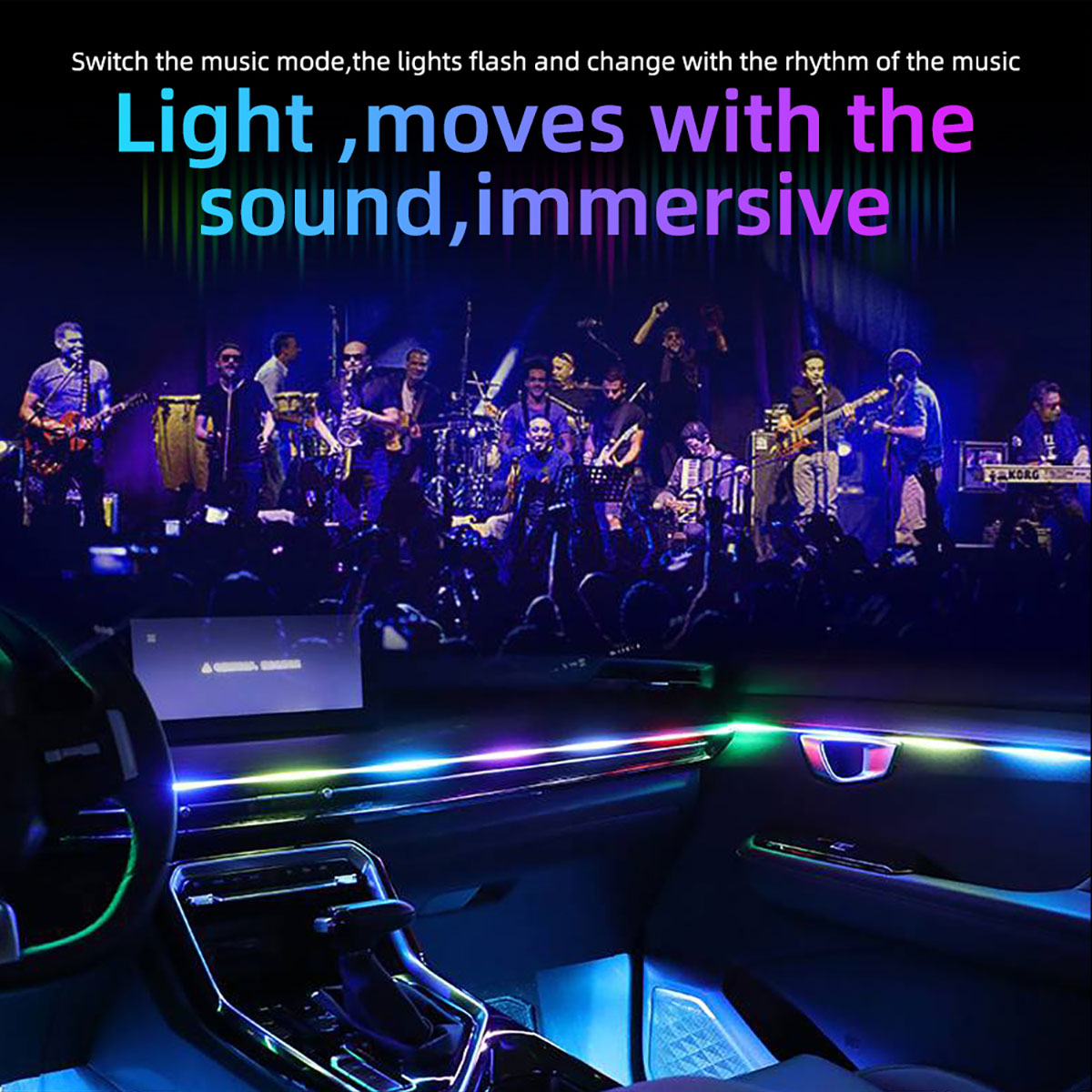 RGBカーLEDアンビエントライト,装飾ライト,アプリケーシ - Rgb Hub Sync のレビューと価格